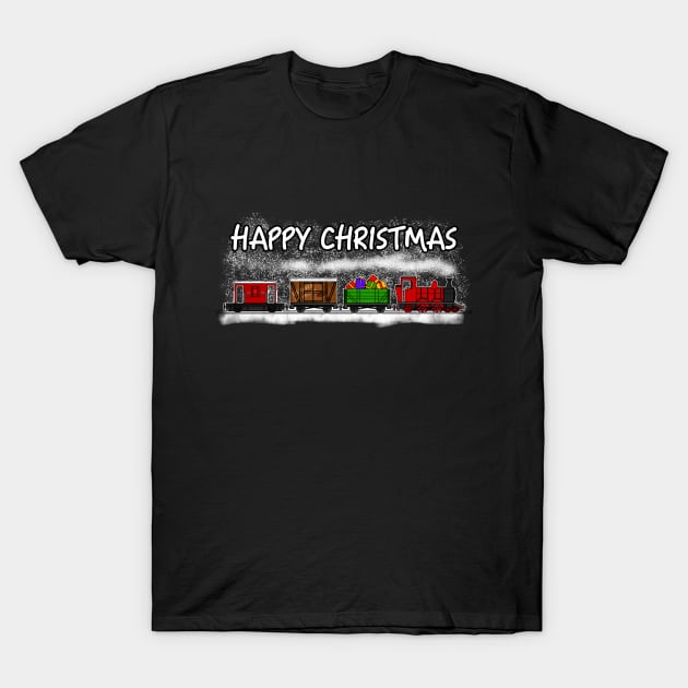 Christmas 2020 Steam Train Locomotive and Wagons Snow T-Shirt by doodlerob